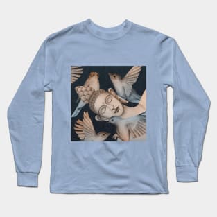 sleeping buddha with birds Long Sleeve T-Shirt